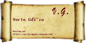 Verle Géza névjegykártya